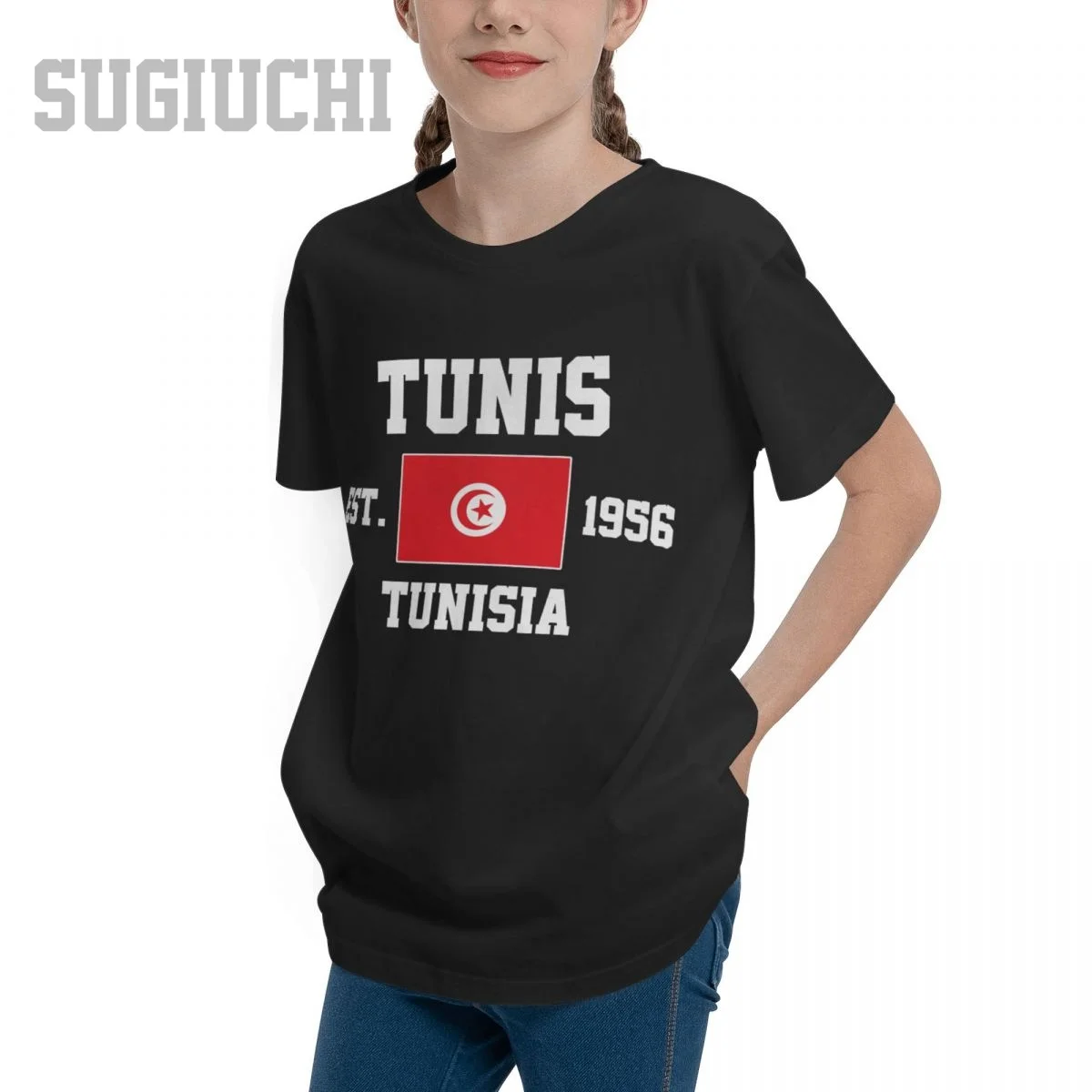 Unisex Youth Boy/Girl Tunisia EST.1956 Tunis Capital T-shirt Kids tshirt tee 100% Cotton T Shirt o-neck short sleeve Children