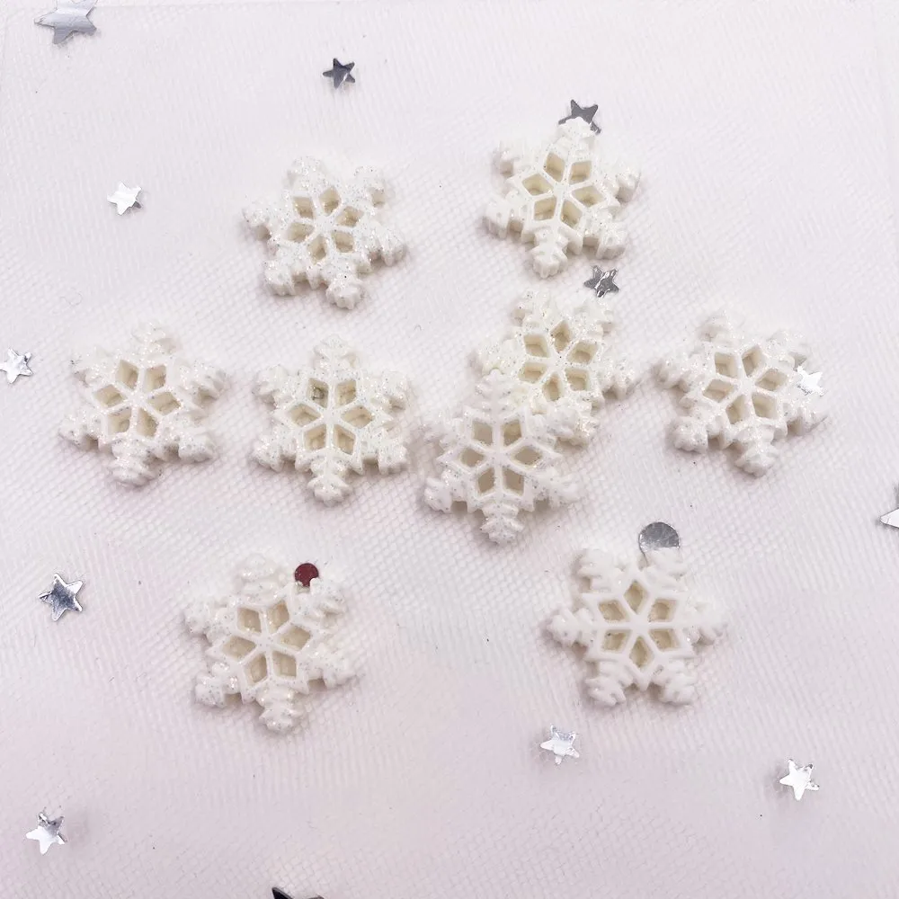 Resin Glitter Colorful 3D Kawaii Snowflower Flatback Stone Applique Ornament Home Figurines Craft DIY Scrapbook H656