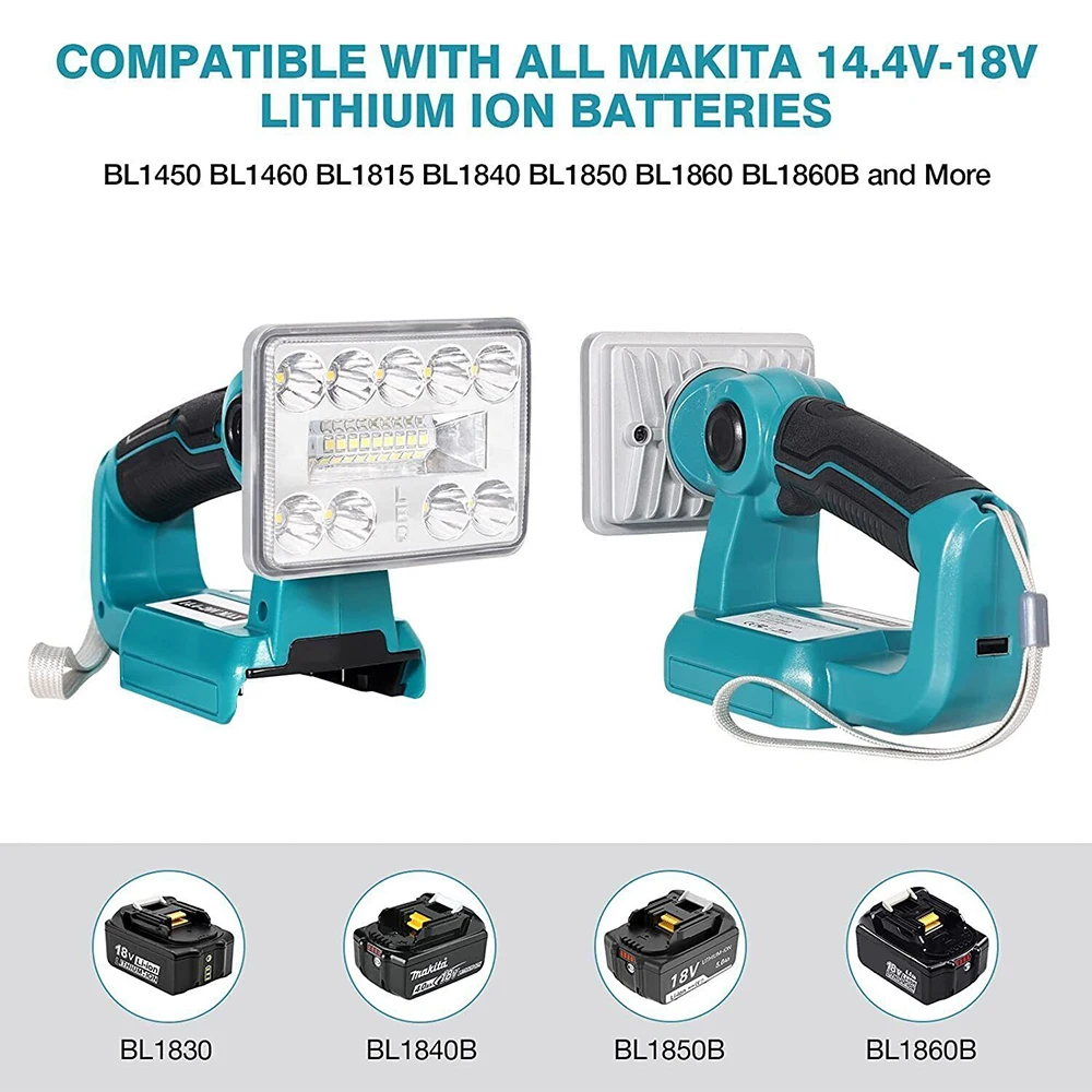 9W 1000LM Flashlight LED Work Light for Makita 14.4-18V Li-ion Battery Handheld Outdoor Camping Spotlight