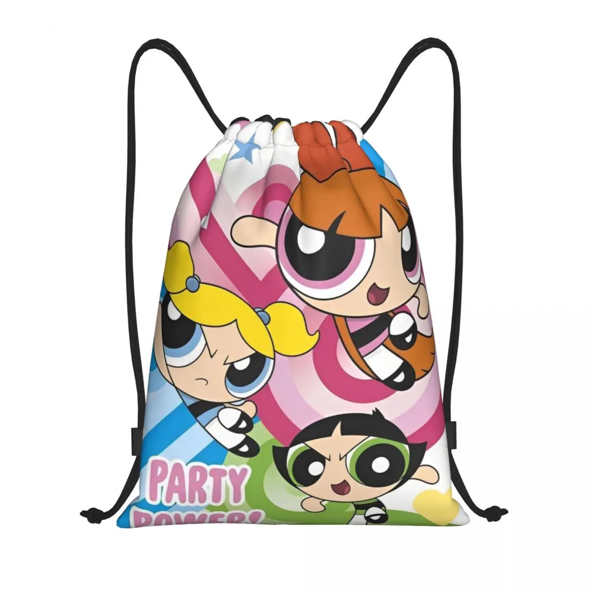 

Милый рюкзак с рисунком P-Powerpuff для девочек на шнурке, спортивная спортивная сумка, рюкзак на шнурке для упражнений