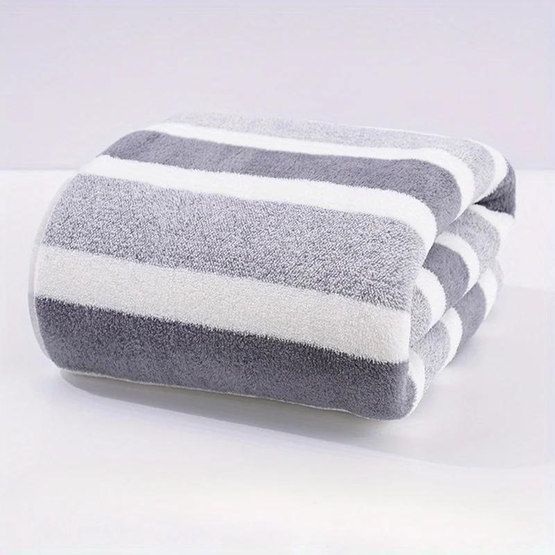 1pc Luxurious Striped Coral Velvet Towel Set - Soft, Absorbent, Quick-Drying, Plush Bathroom Essentials for Holiday