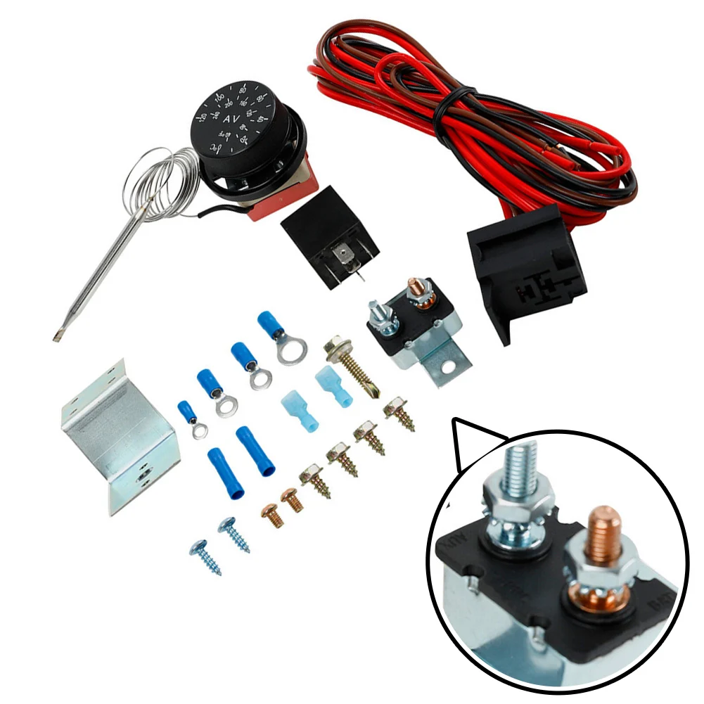 Car Adjustable 12V Electric Radiator Fan Cooling Control Relay Wire Harness Kit 60A Car Truck Replacement Parts Professional