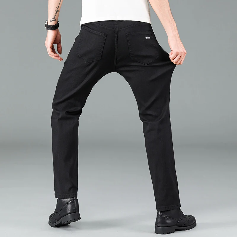 

Classic Black Work Denim Trousers Male Brand Clothing Size 28-38 Business Men's Jeans Casual Straight Stretch Fashion Mens Pants