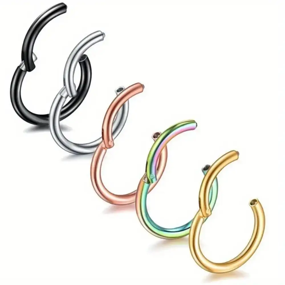 316 anillos de nariz con bisagras de acero quirúrgico diámetro del aro 6mm 8mm 10mm dorado plateado negro Arco Iris rosa anillos de nariz dorados regalo de Pascua