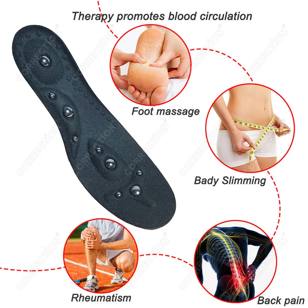 CORRECTION Massage 18 Magnetic Massage Insoles Foot Acupressure Shoe Pads Physiotherapy Therapy Slimming Insole for Weight Loss