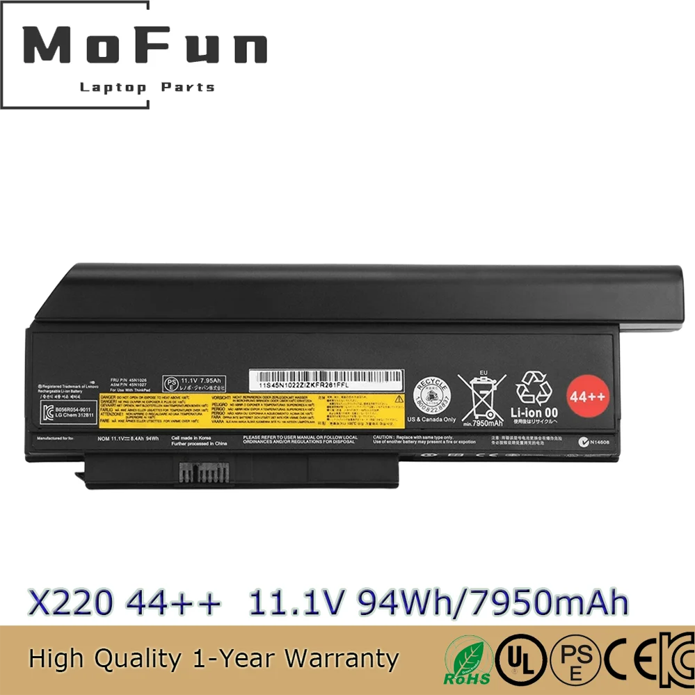 

Genuine 9 Cell 94Wh 44++ 45N1027 45N1026 Battery For Lenovo ThinkPad X230i X220i 45N1029