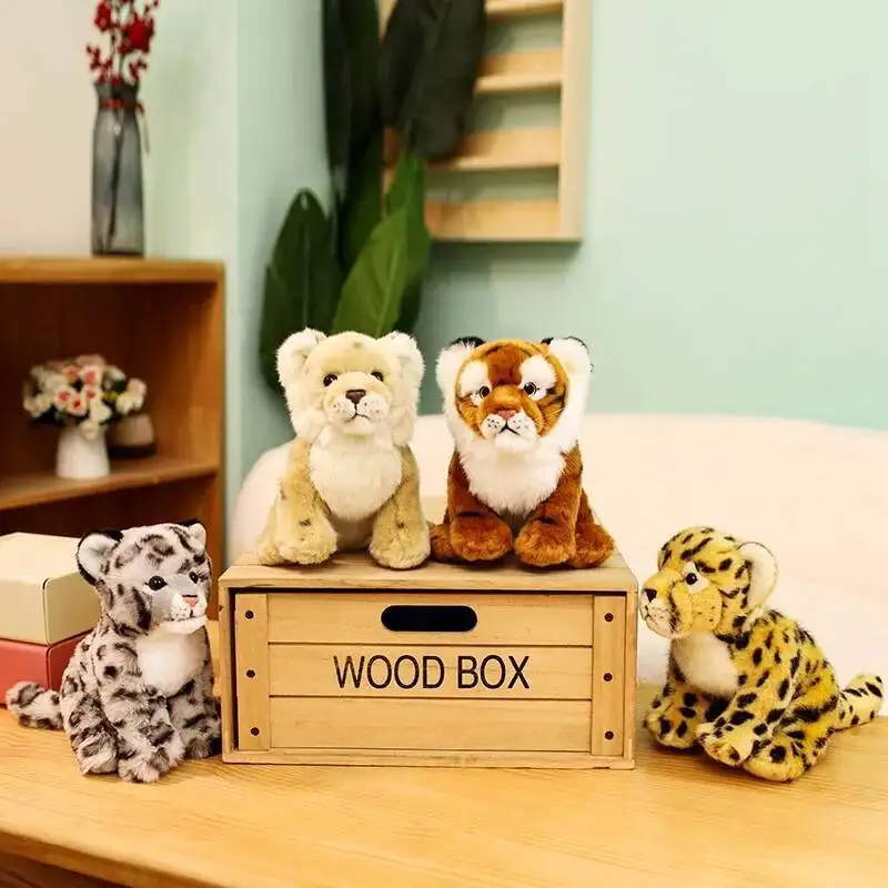 Simulation Creative Tiger Lion Leopard Plush Toys Stuffed Cute Real Life Animals Dolls Soft Pillow Home Decoration Gifts