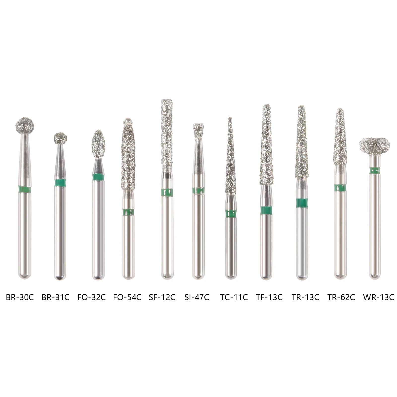 치과 다이아몬드 버 치아 스테인리스 스틸 바늘 연마 드릴, 직경 1.6mm 고속 핸드피스, 97 가지 유형, 5 개/팩