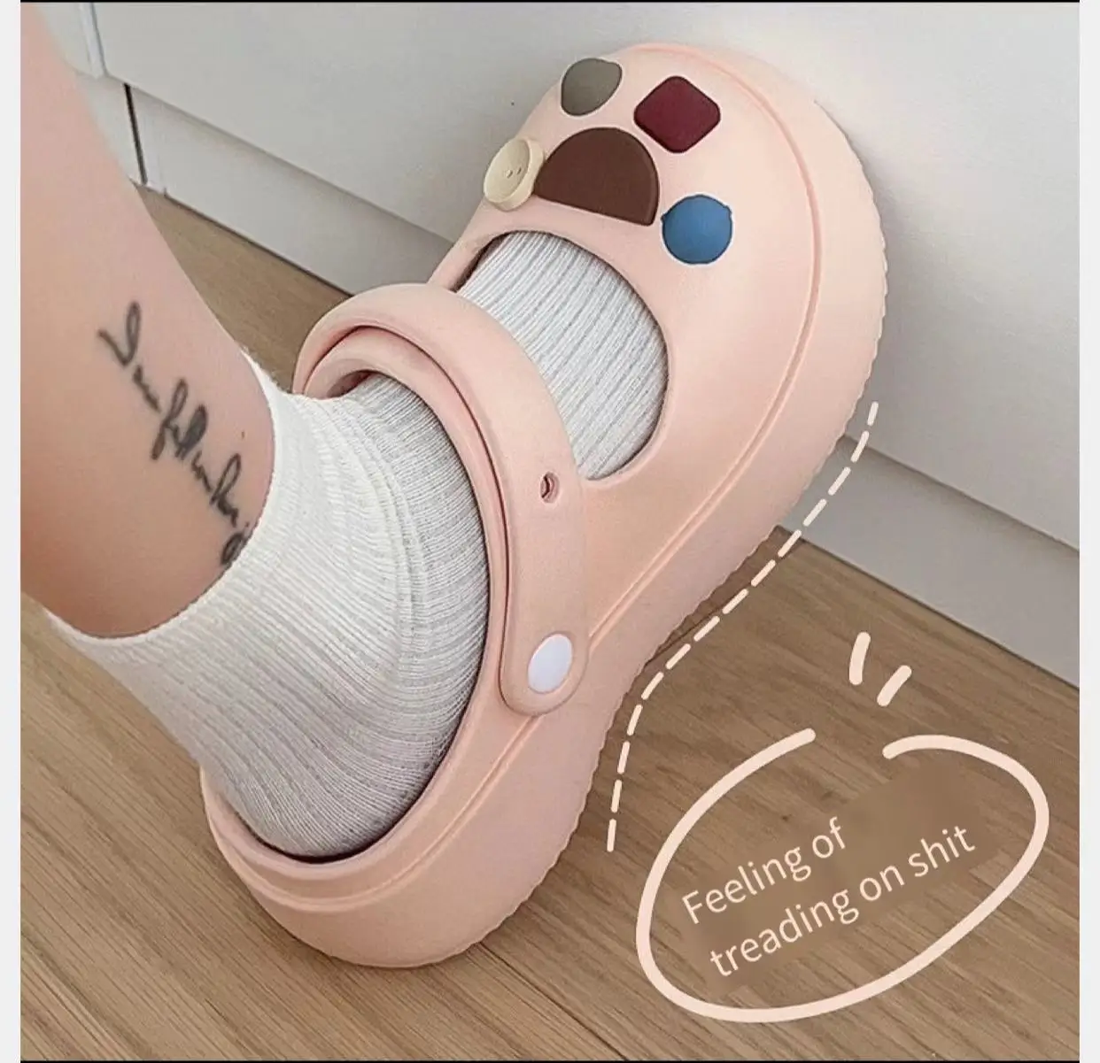 New Mary Jane Hole Shoes Women\'s Cartoon DIY Sandals Summer Anti slip Thick Sole Two Wears Baotou Outer Wear EVA Shoes