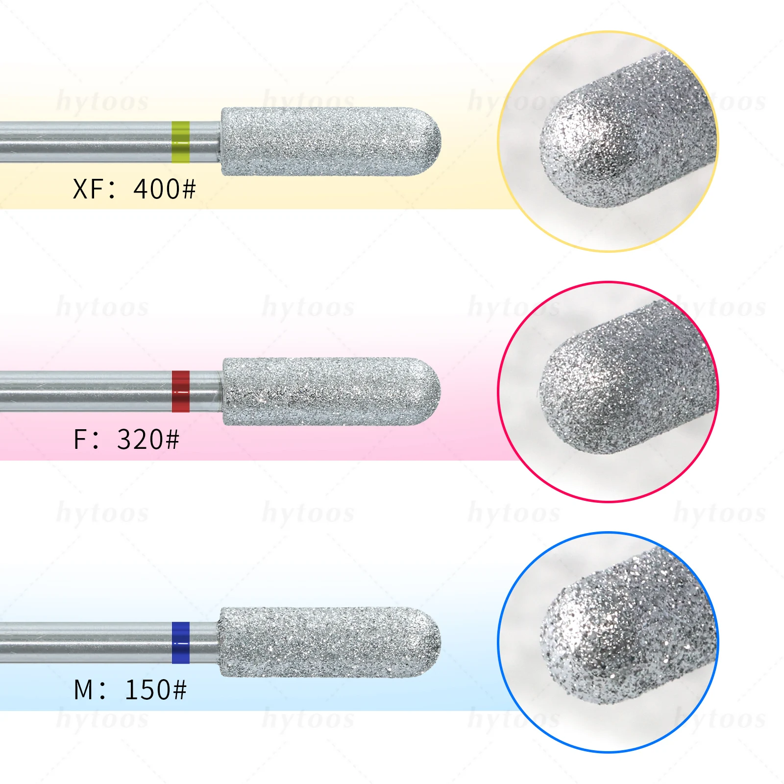 HYTOOS Chrome Diamond Nail Drill Bits Pro Russian Cuticle Bit for Nail Drill Dead Skin Cuticle Cleaner Nails Pre-treatment Tools