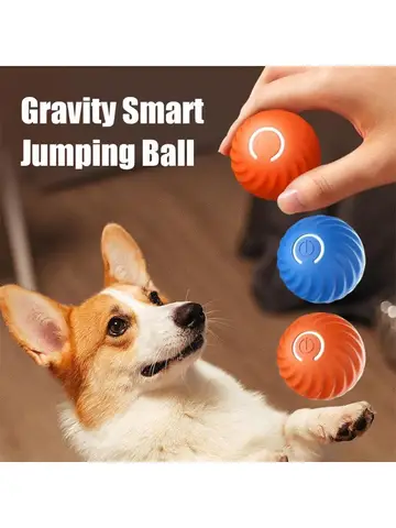 New 1pc Automatic Moving Dog Toy Ball Material Safety Smart USB Jumping Rotating Interactive Puppy Chew Toy Ball Pet Products