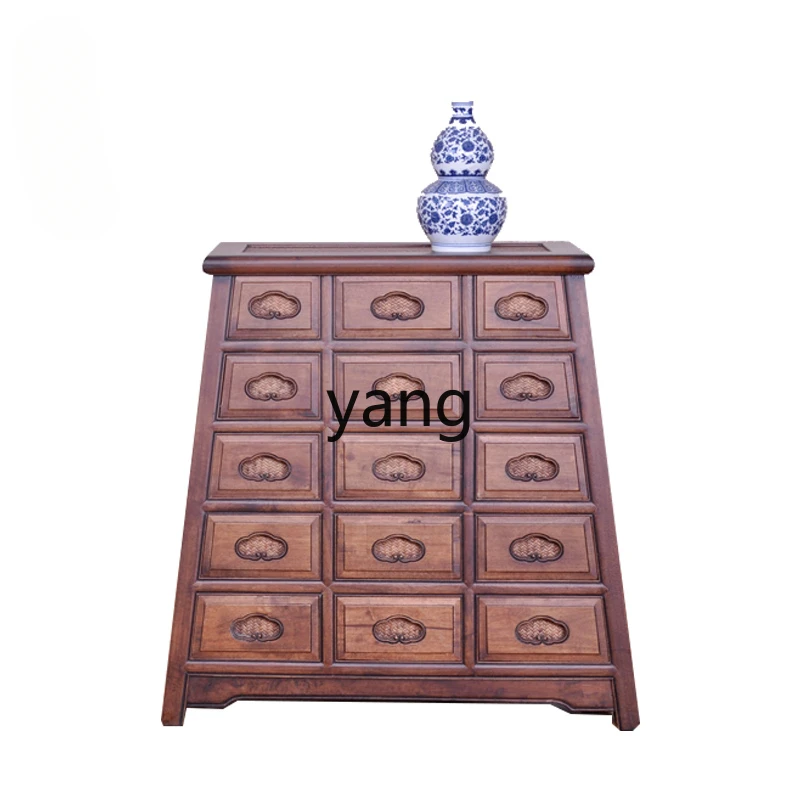 

yjq solid wood entrance Baibao cabinet rattan Chinese style foyer storage cabinet storage