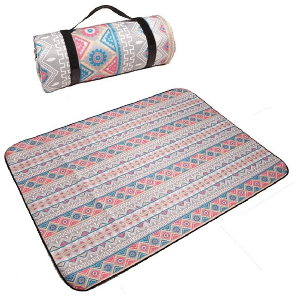 Folding Camping Mat Outdoor Beach Picnic Nation Printed Thicken Sleeping Camping Pad Mat Moistureproof Plaid Blanket 150*100cm