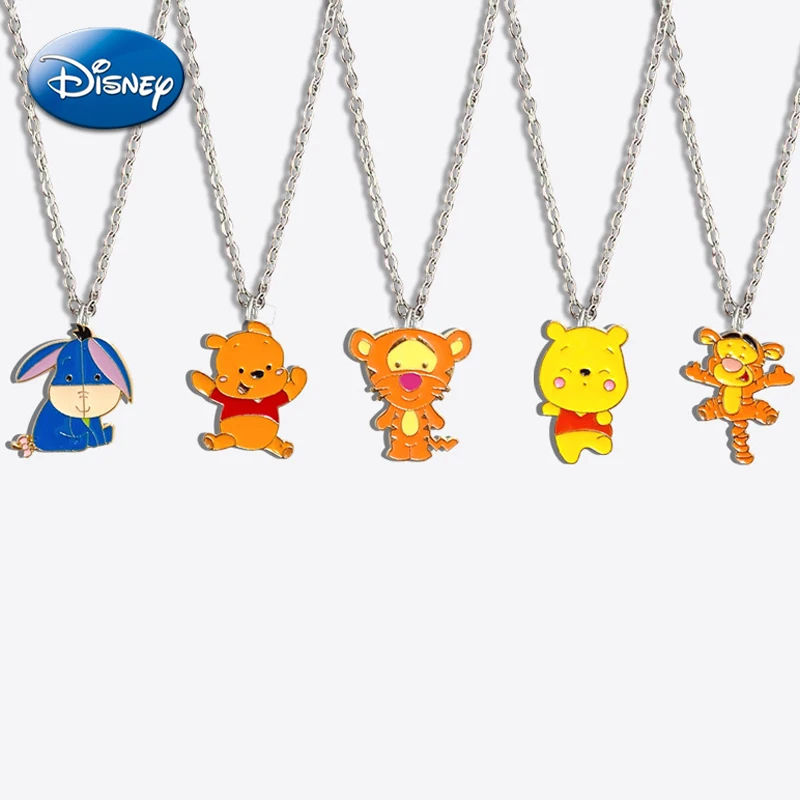 

Disney Tigger & Pooh Necklace Kawaii Anime Figures Sweater Chain New Hot Fashion Jewelry Pendant Accessories Women Girls Gifts