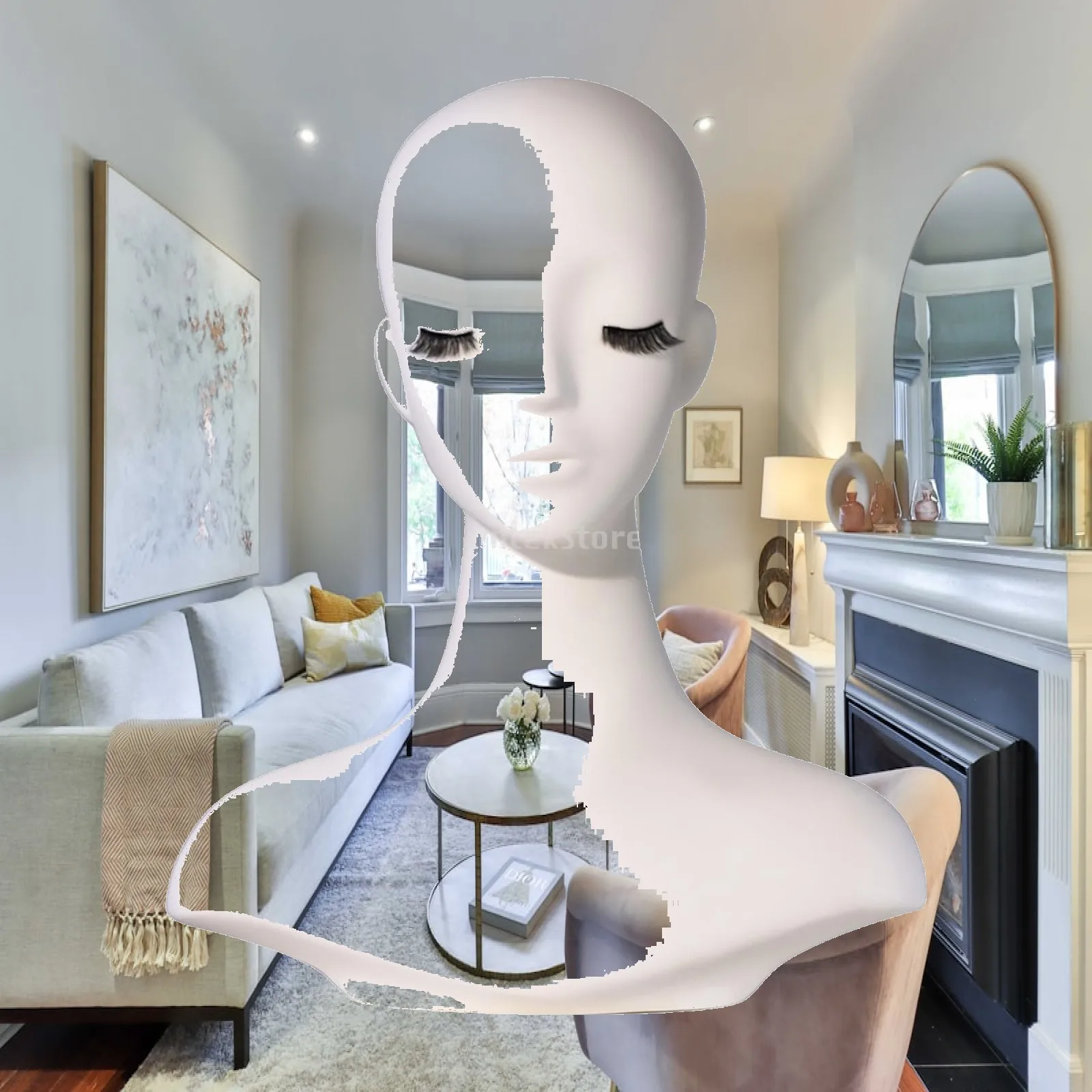 Shoulder Style Display Mannequin Head for Hairpiece Hat Sunglasses Showcase PVC Material Simple Design