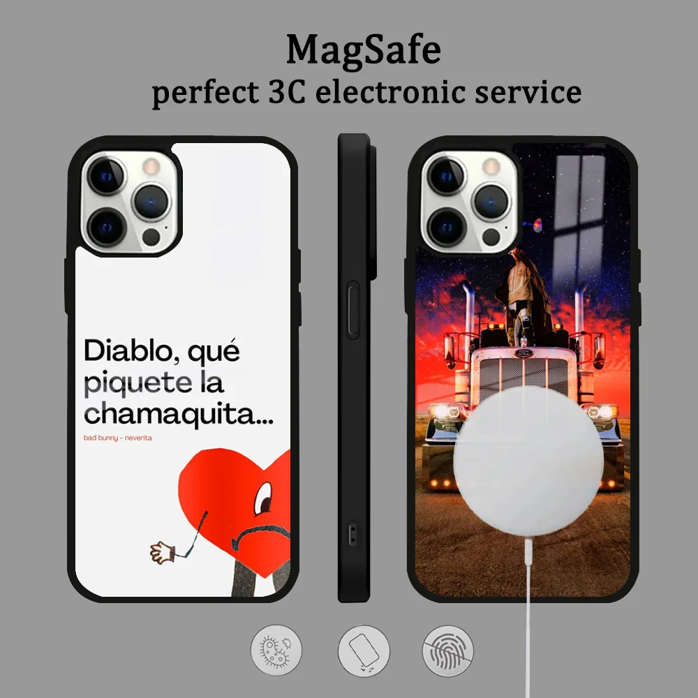 B-Bad B-Bunny Yo Perreo Sola Phone Case For IPhone 16 15 14 13 12 11 Pro Max Plus Mini Magsafe Mirror Wireless Magnetic Cover