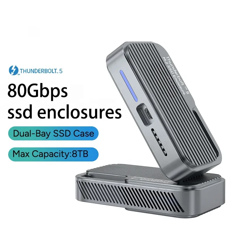 

Most advanced high-end product Thunderbolt 5 80Gbps SSD Enclosure USB C M.2 NVME HDD 2230 2242 2260 2280 external hard disk case