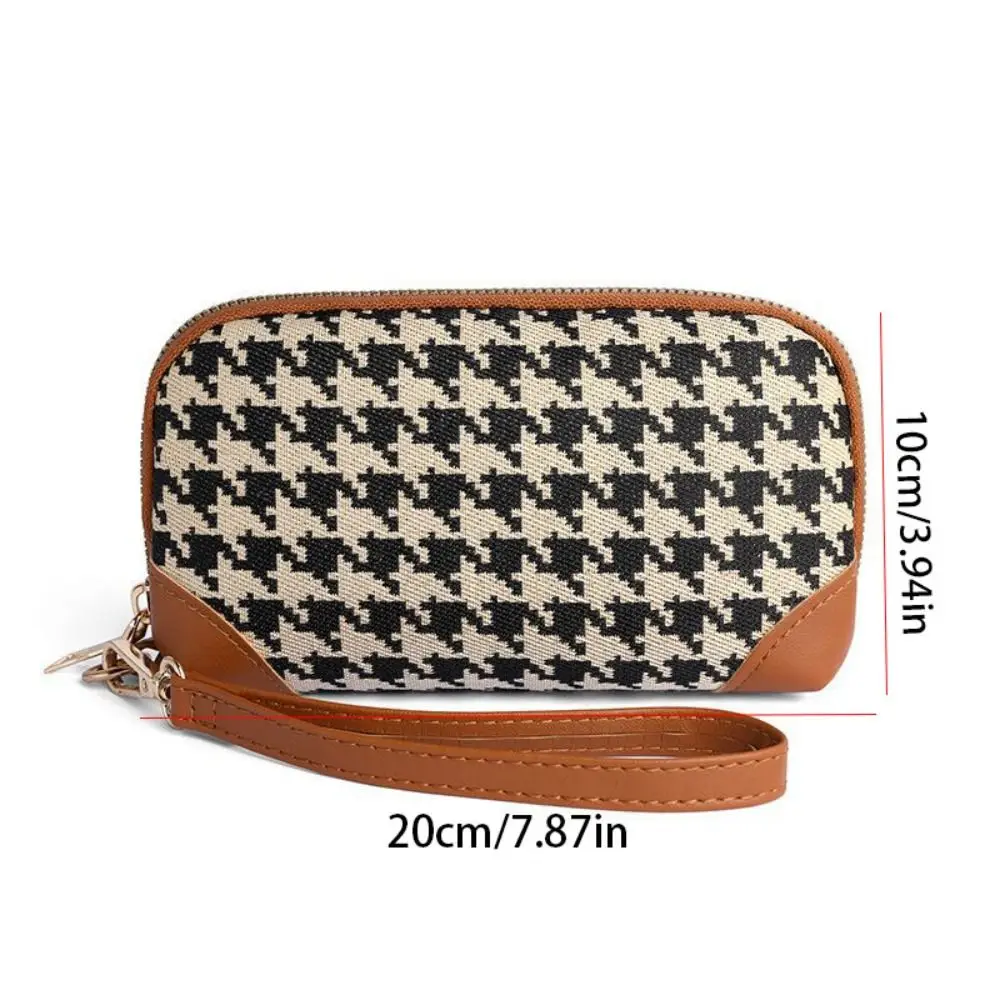 Cartera de lona con cremallera de estilo largo para mujer, bolso de mano de gran capacidad, moda coreana, bolso para llaves de coche, monedero para