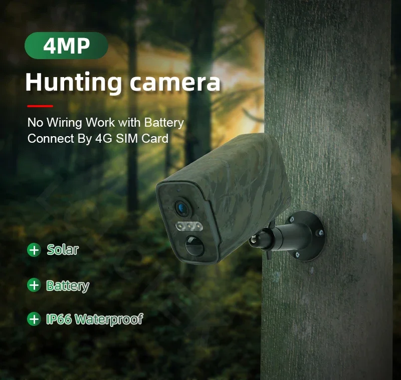 LCLCTEK New 4MP 4G Battery Security Camera With Trail Camera Hunting Camera IP66 Outdoor CCTVCamera
