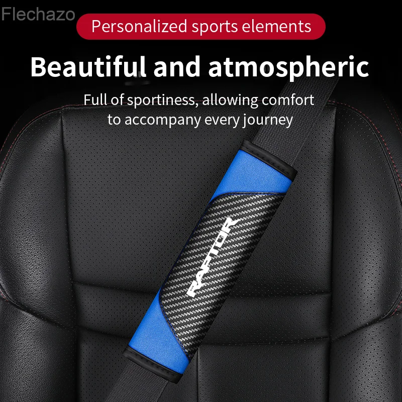 

2pcs Leather Carbon fiber Seat Belt Covers Car Safety belt cover Car Accessories For RAPTOR S-MAX STline TRANSIT Accessories