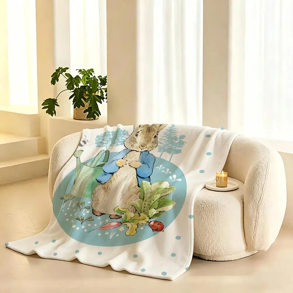 Peter Rabbit Cartoon Throw  flannel blanket, suitable for sofas, beds, offices,  exquisite gift blankets