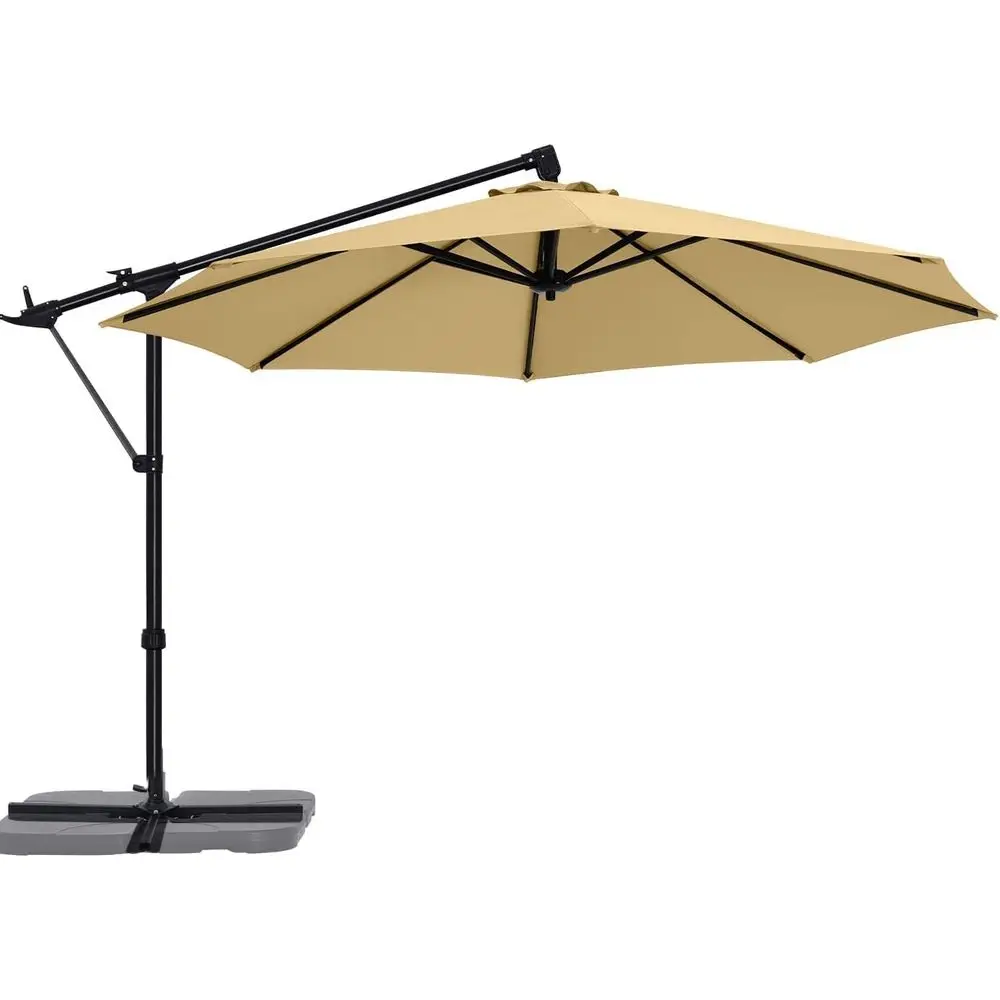 

10-Foot Cantilever Patio Umbrella with UV Protection, 360° Rotation, Suitable for Pool, Deck, Garden, Backyard (Khaki)
