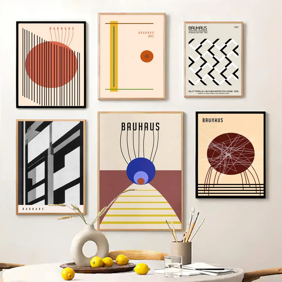 

Bauhaus Abstract Geometric Stripes Lines Modern Wall Art Canvas Painting Nordic Poster And Print Pictures For Linving Room Decor