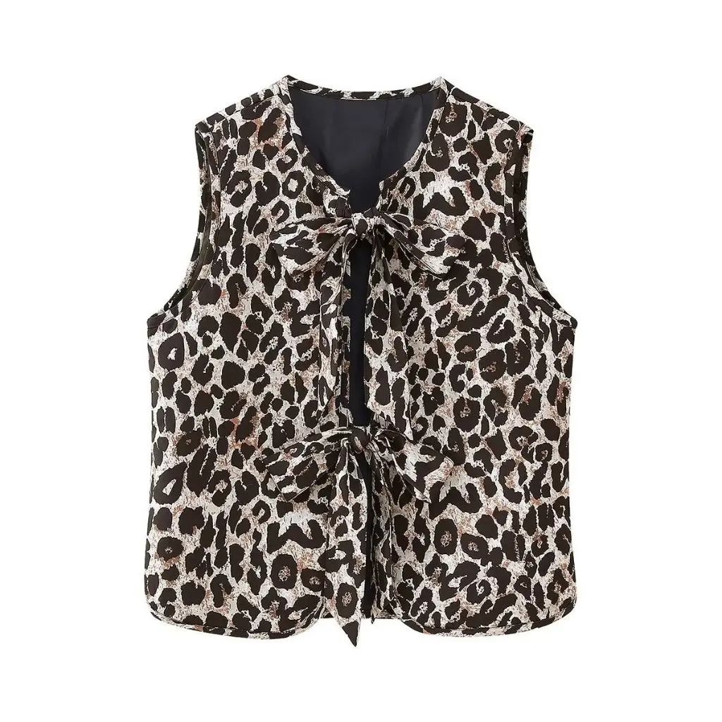 

Slim Fit Women's Lace-Up Vest Spring Fashion Animal Pattern European American Style New Arrivals