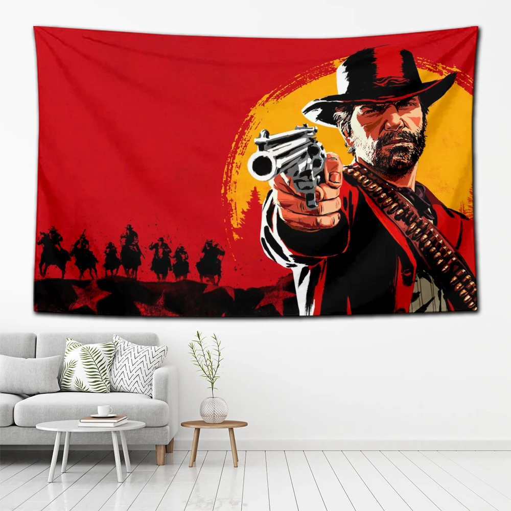 2024 Red Dead Redemption 2 RDR2 US West cowboy Tapestry Decoration Flag Living Room Wall Hanging Bedroom Wall Carpets tapestries