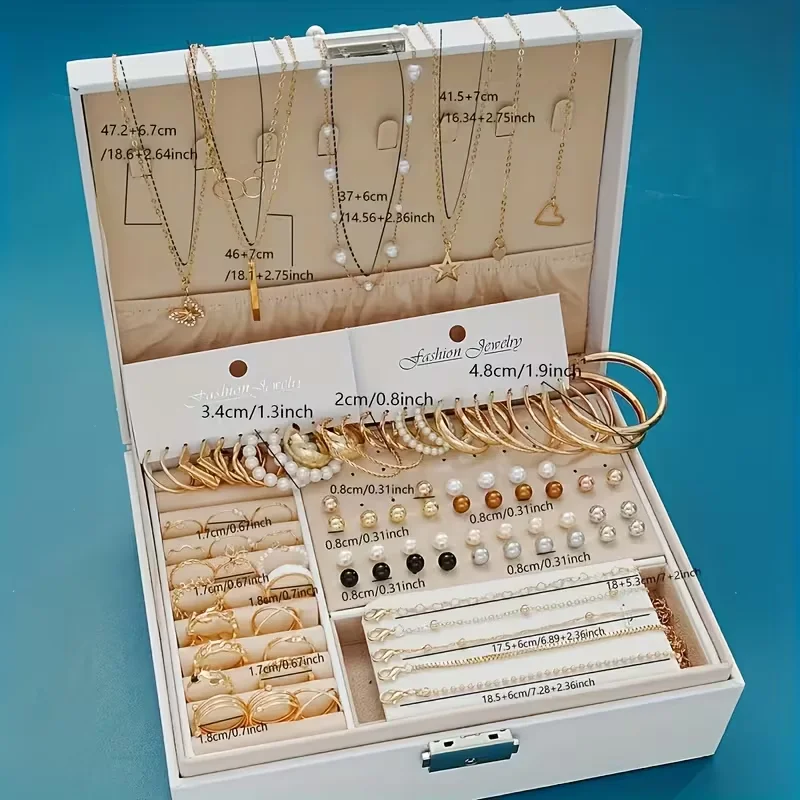 86pcs Fashion Elegant Butterfly Necklace Love Ring Imitation Pearl Earrings Studs Four-In-One Multi-Piece Jewelry Set No Box gallery 5