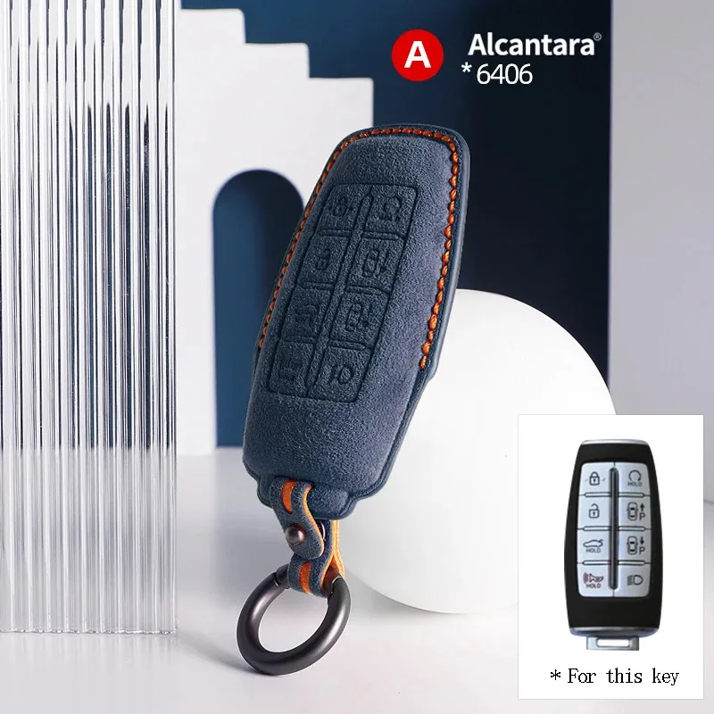 

Alcantara Suede For Genesis G80 GV70 GV80 2019 2020 2021 2022 Car Key Case Auto Accessories Remote Keychain Shell Protectors