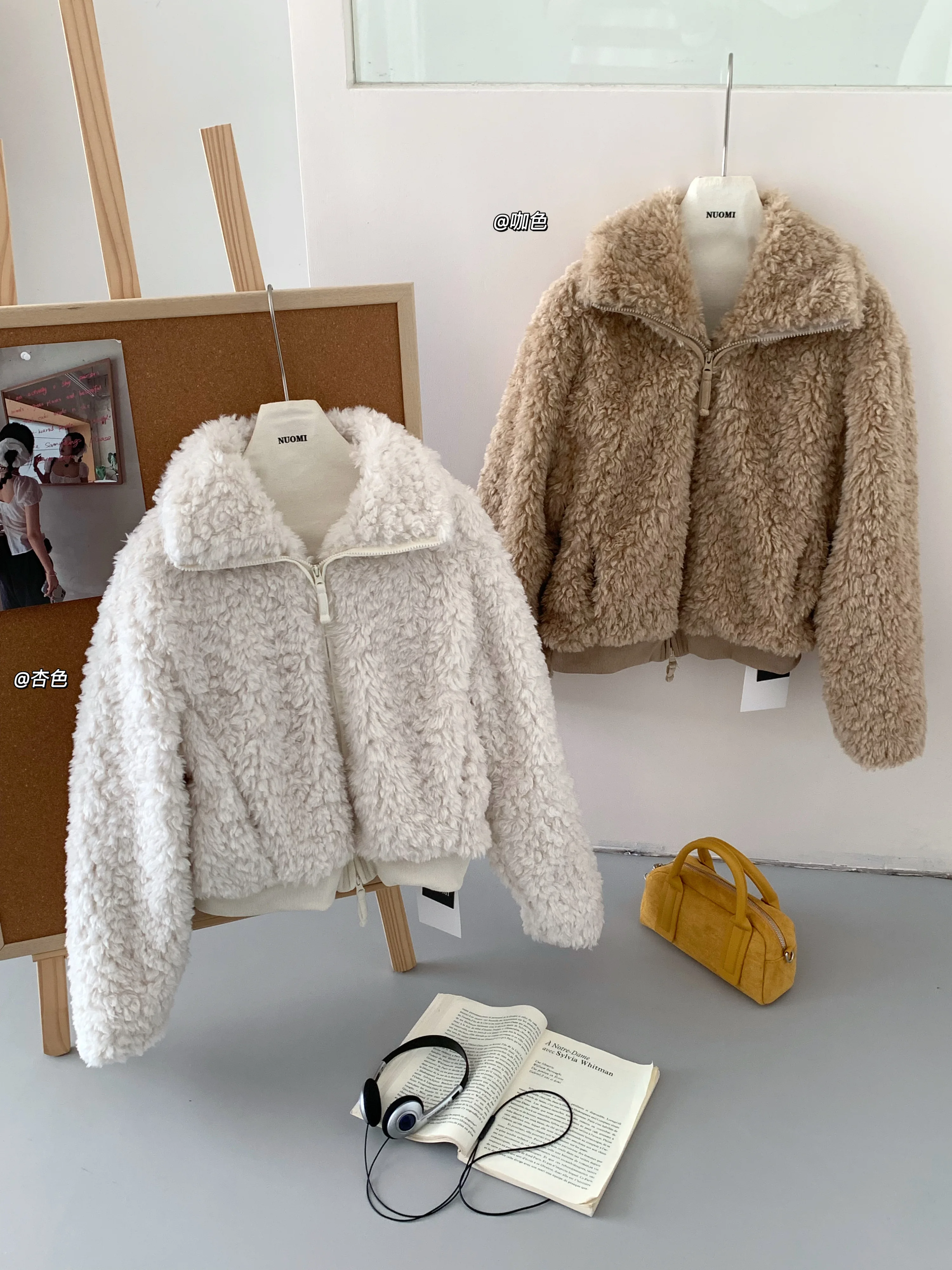 المرأة الخريف الشتاء فو الصوف زمم كم طويل معطف فضفاض سيدة الشارع الشهير فروي زمم سميكة الدافئة أبلى #2