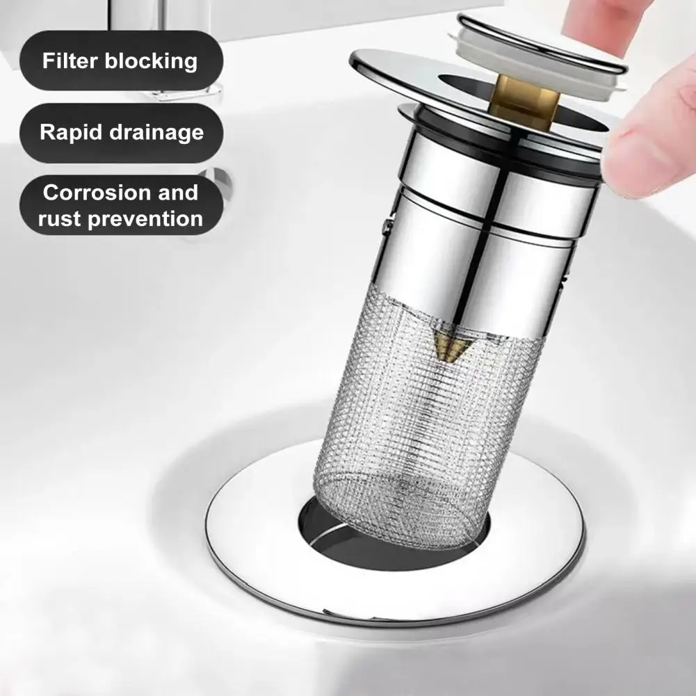 Pop-up Bathroom Sink Drain Strainer Pop-up Bathroom Sink Stopper with Hair Catcher Universal Drain Strainer for 1.1-1.45 U.s