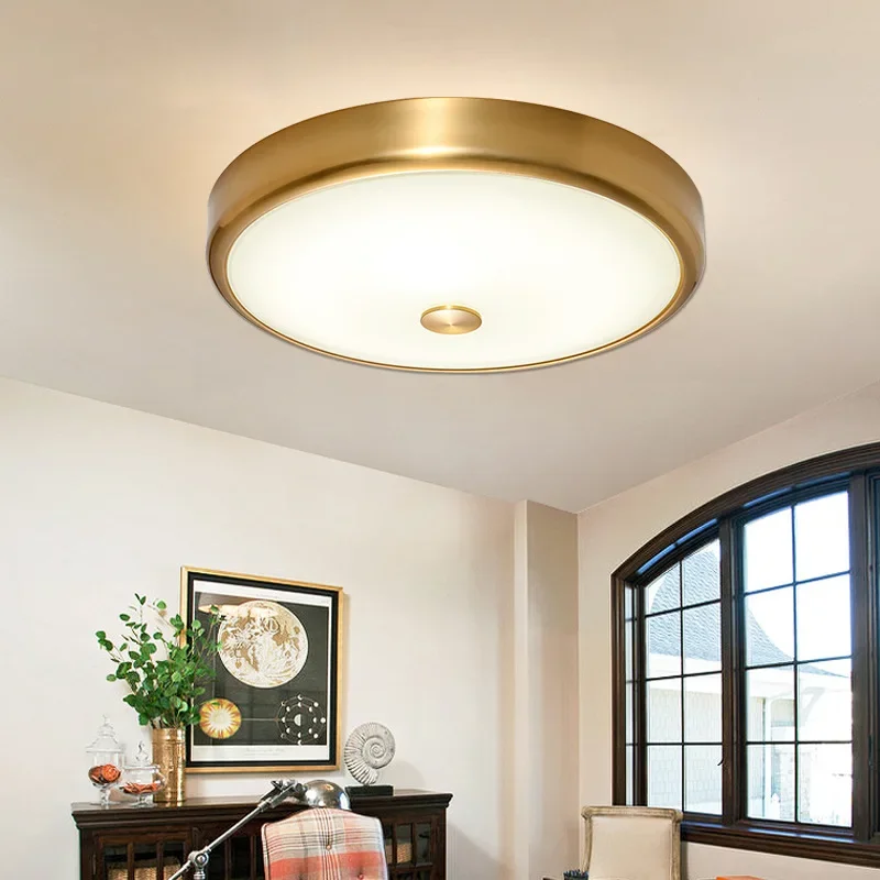 

Modern Round Glass shade Ceiling Lights LED Living Room Bedroom light Brass ceiling lamp Restaurant Aisle Corridor lamps