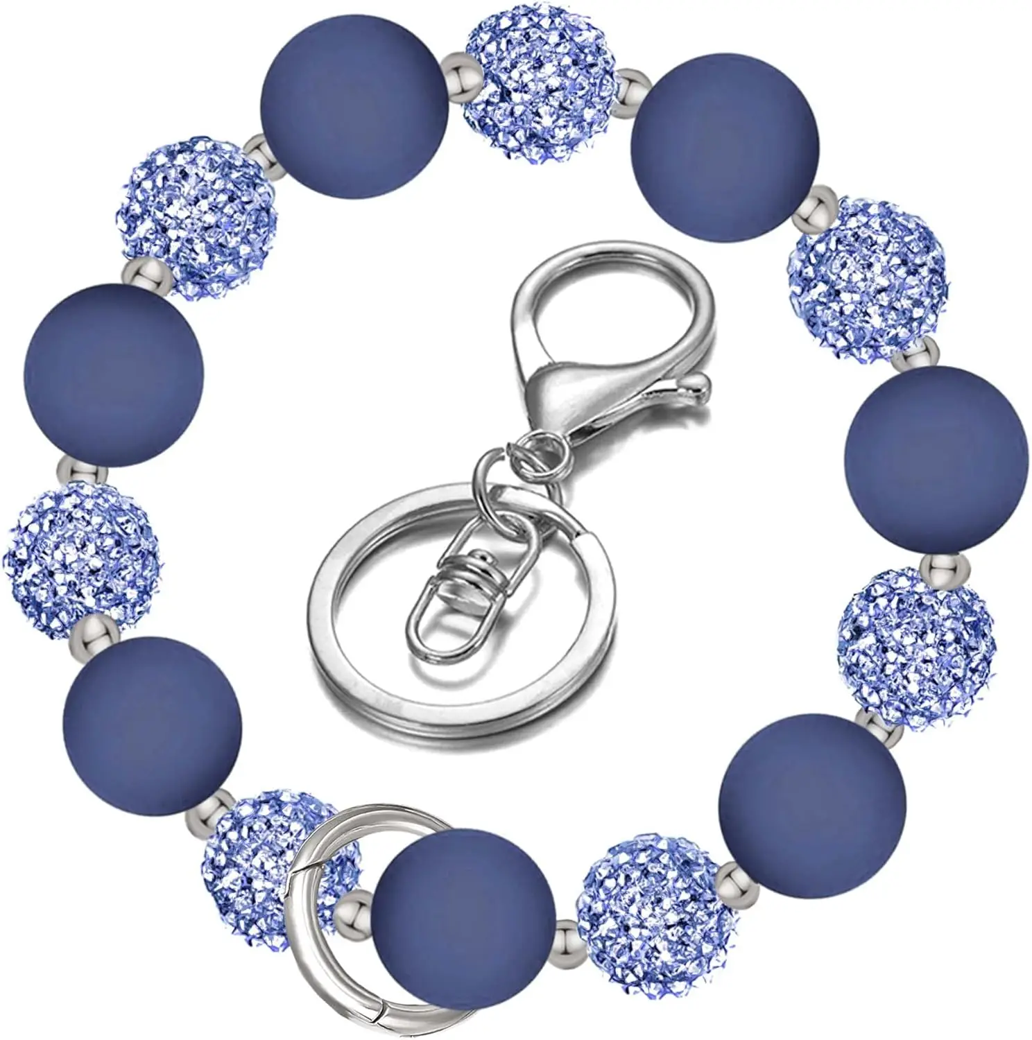 

Elastic Silicone Beaded Wristlet Keychain with Key Ring for Women