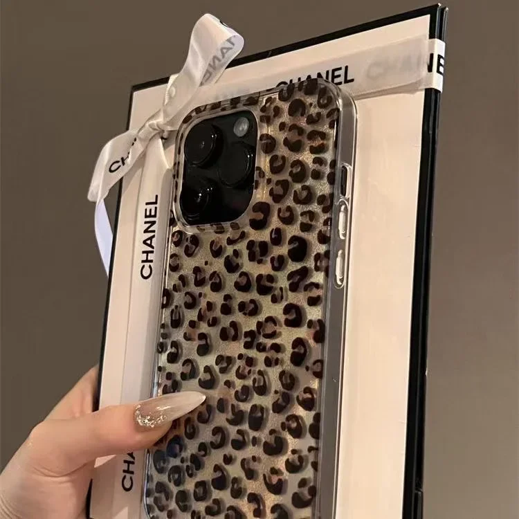 Retro Brown Leopard Print Clear Phone Case For iPhone 16 15 14 13 12 11 Pro Max 15 Pro XS XR X 7 8Plus Shockproof Silicone Cover - náhled 3