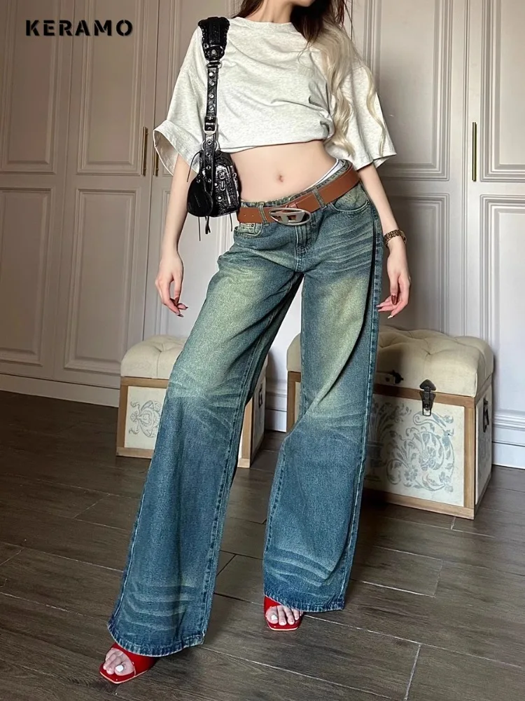 

Emo Grunge 2000s Street Retro High Waist Jeans Vintage Eclectic Casual Trashy Pants Women's Y2K Full Length Denim Trouser