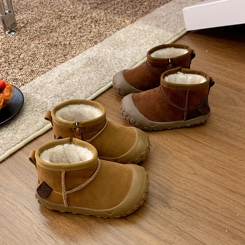 

Girls Ankle Boots Cute Puppy Kids Short Boots with Thick Fur 2025 Winter New Children Casual Boots Soft Bottom Non-slip Comfort