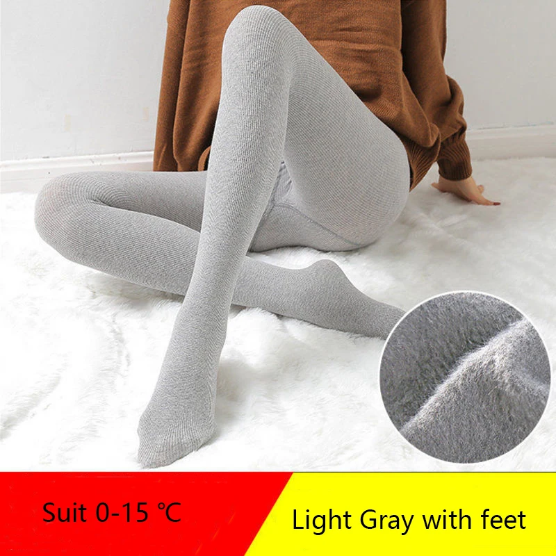 Women\'s Winter Leggings with Fleece Cotton Thick Skinny Thermal Velvet Gray Legging Casual Beige Warm Ribbed Leggings for Women