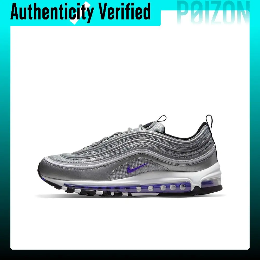 Nike Air Max 97 Textile, TPU Reflective Low top Air Ma Casual Running Shoes Men's Silver Purple DJ0717-001