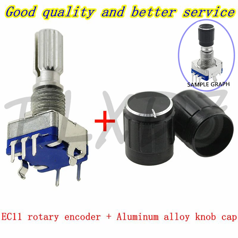 5set EC11 rotary encoder/encoded switch digital potentiometer With switch 15/20MM plum shaft 5pin With aluminum alloy knob cap