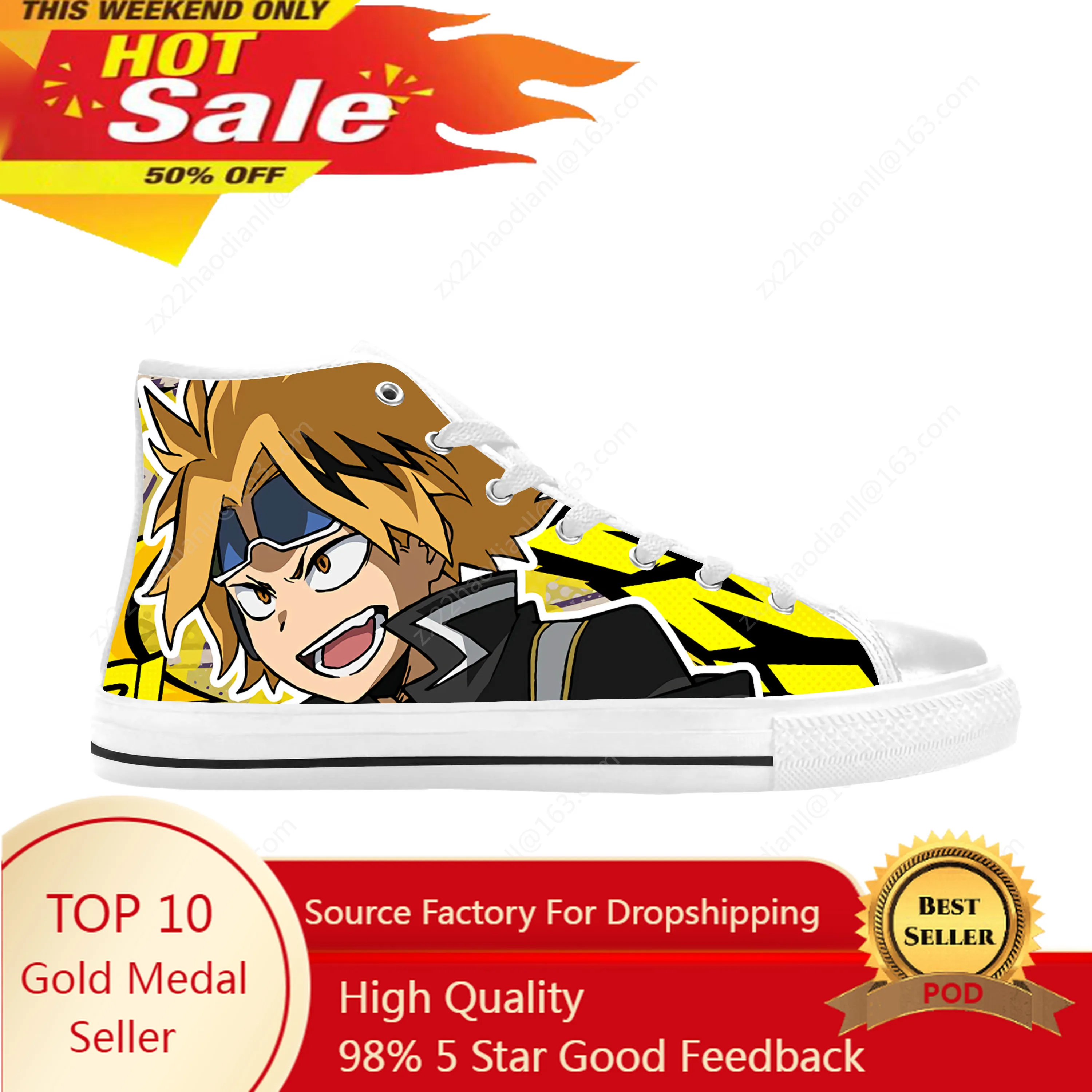 

Anime Manga Comic My Hero Academia Kaminari Denki Casual Cloth Shoes High Top Comfortable Breathable 3D Print Men Women Sneakers