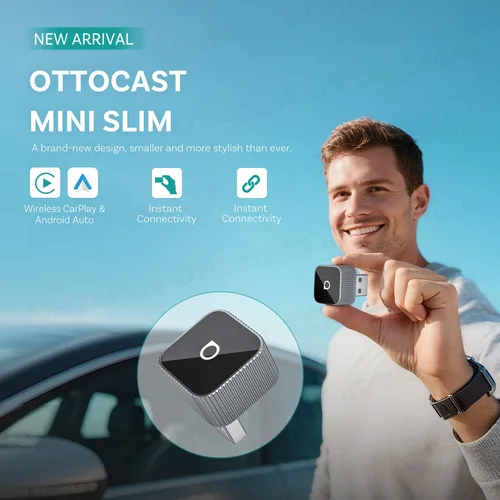 OTTOCAST MINI adaptador inalámbrico delgado CarPlay Android Auto 2 en 1 Dongle USB accesorios de coche para VW Toyota Hyundai Kia Chevrolet