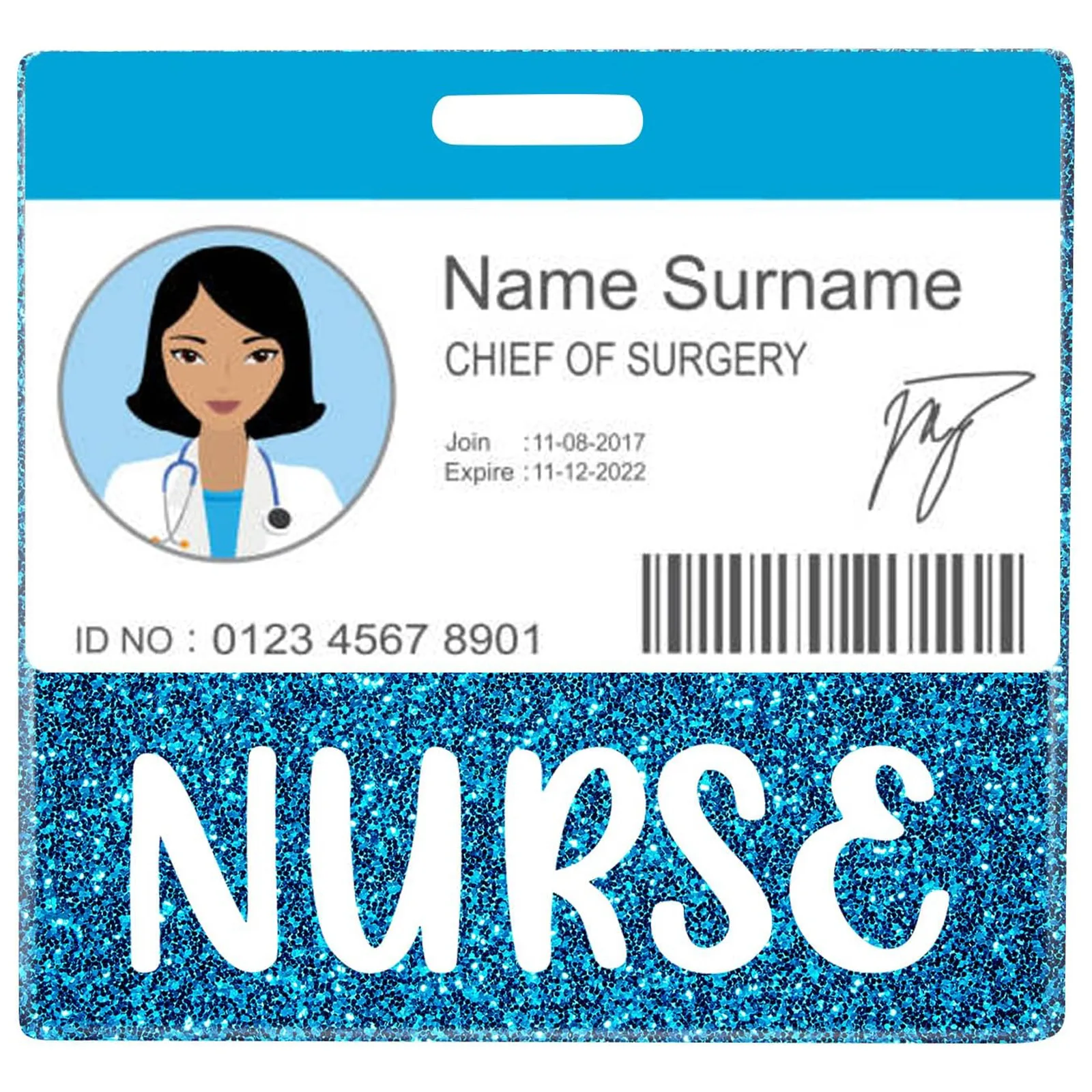 Nurse\'s Name Badge Fashionable Shiny Powder Rectangular Acrylic Piece Novel Name Tag Hospital Supplies