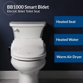 BB1000 Elektryczna deska sedesowa bidetowa, ciepła woda z osuszaczem powietrza, podgrzewane siedzisko z pokrywką wolno zamykającą