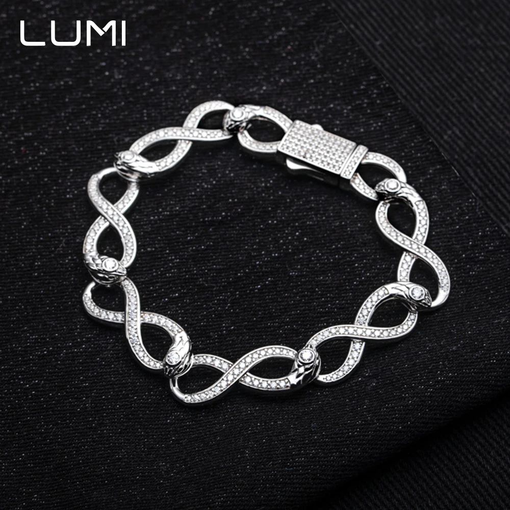 

VVS1 Moissanite 925 Silver Ouroboros Cuban Bracelet Hip-hop Rap Street Fashion Accessories INS Ornaments