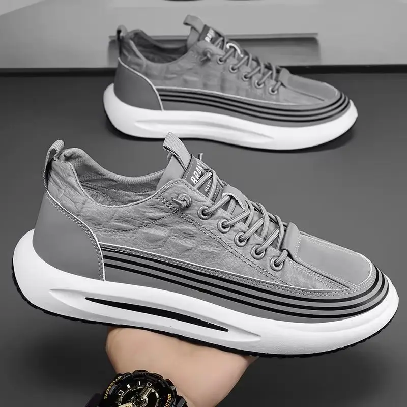 

Crocodile Pattern Men Shoes Platform Breathable Loafers 2025 Summer Slip on Men Casual Sneakers Vulcanized Walking Zapatillas