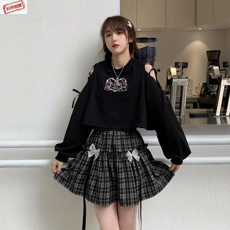 HOUZHOU-Camiseta con hombros descubiertos para mujer, Top Harajuku