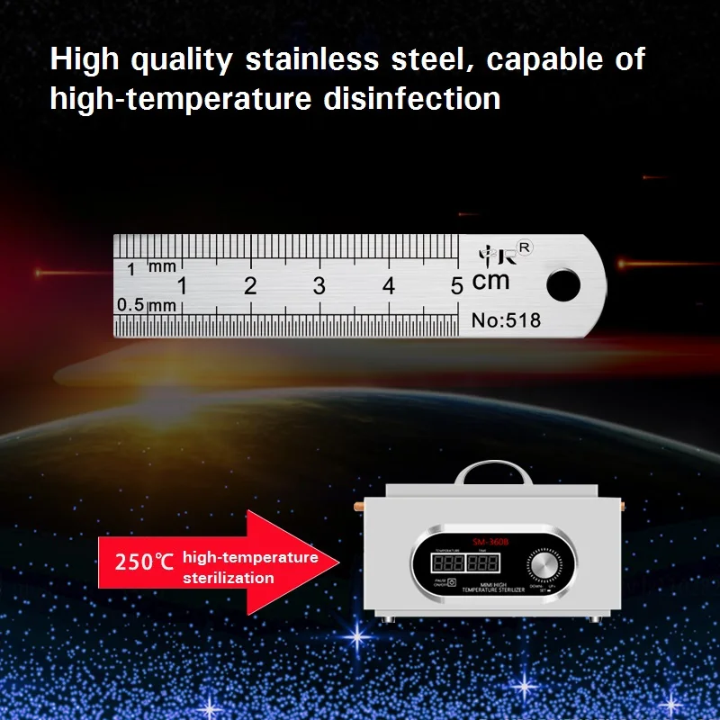 Mini steel ruler, easy to carry, made of stainless steel material, 5cm/50mm, Unpack the package tool, Clear scale