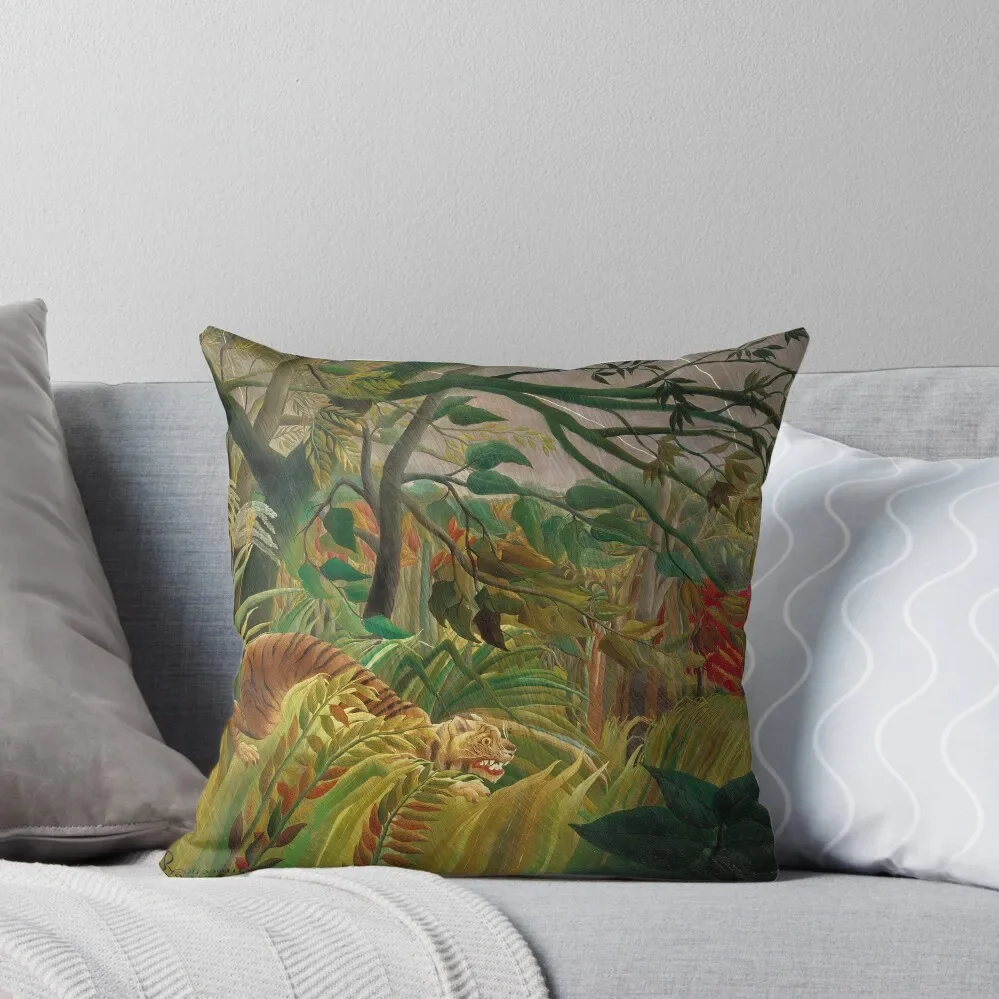 Henri Rousseau - Tiger in a Tropical Storm Throw Pillow christmas decorations for home 2024 Pillow